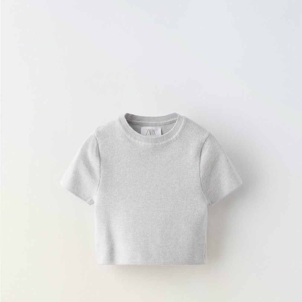 Zara Light Gray Kids Gray Marl Top